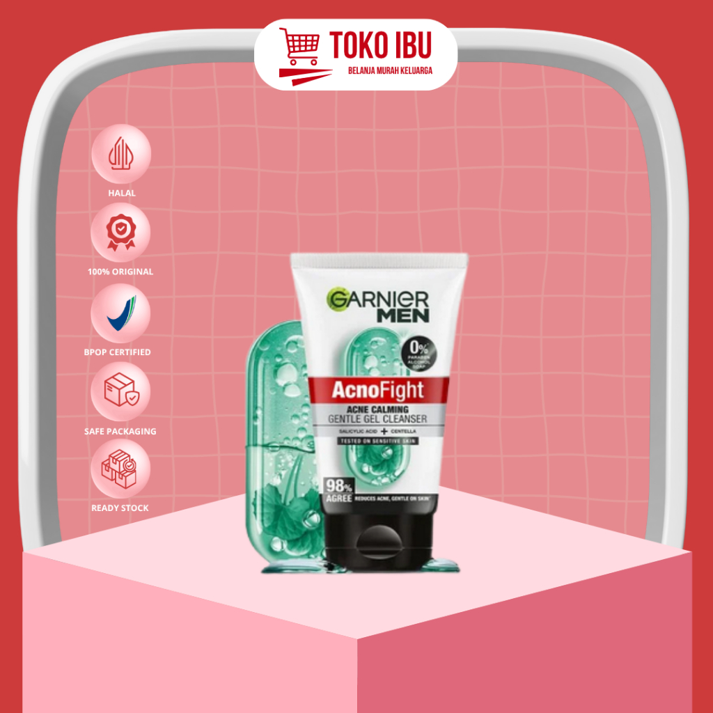Garnier Men Acno Fight Pembersih Wajah Gel Acne Calming Gentle 100 ml