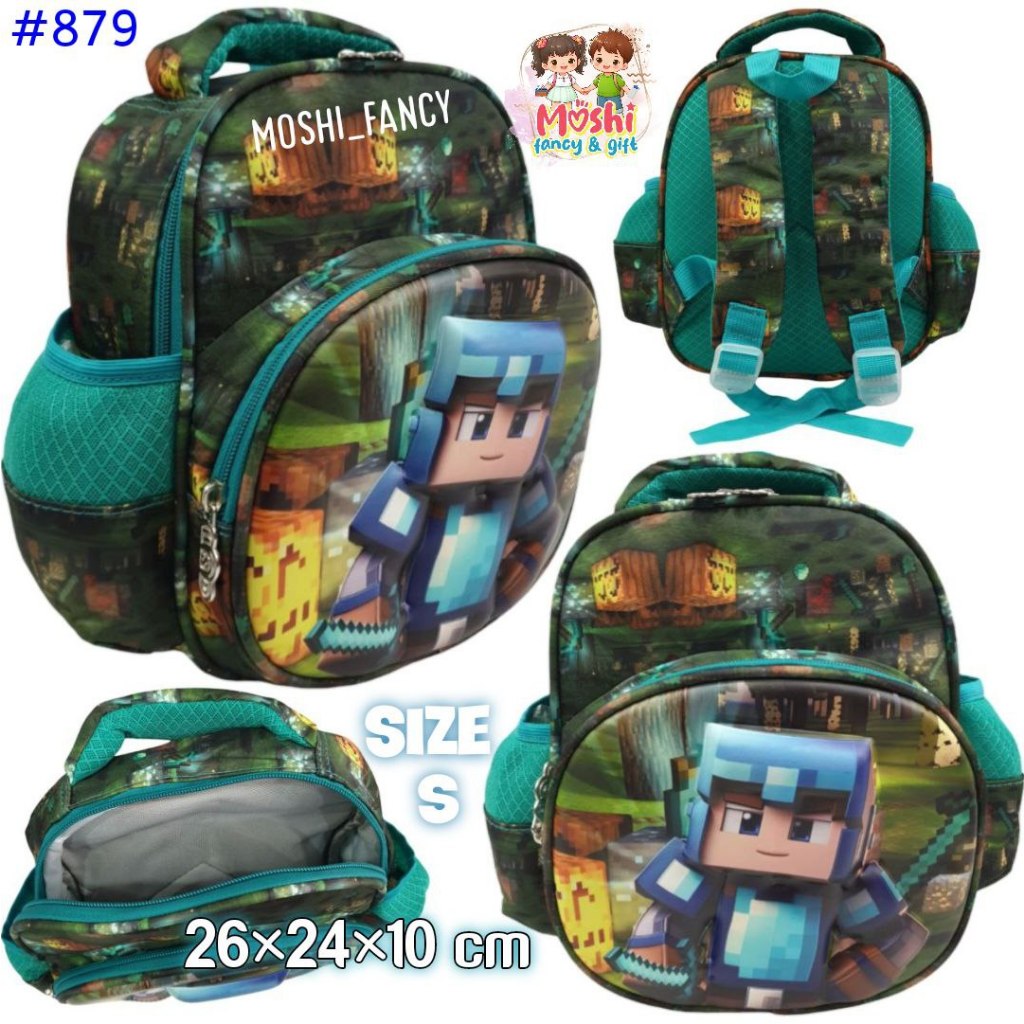 Tas Ransel Roblox dan Minecraft / Tas Sekolah Anak PAUD motif Minecraft dan Roblox / Sekolah Ransel 