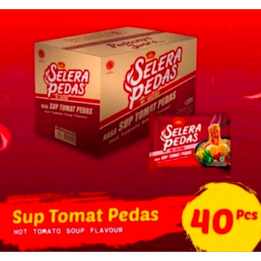 1 dus (40 bungkus) mie kuah abc selera pedas sup tomat pedas