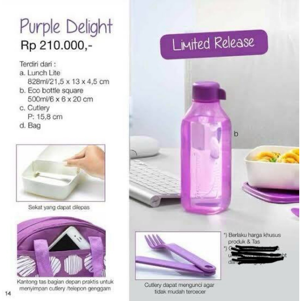 1 Set bekal purple delight Tupperware - Set bekal makan