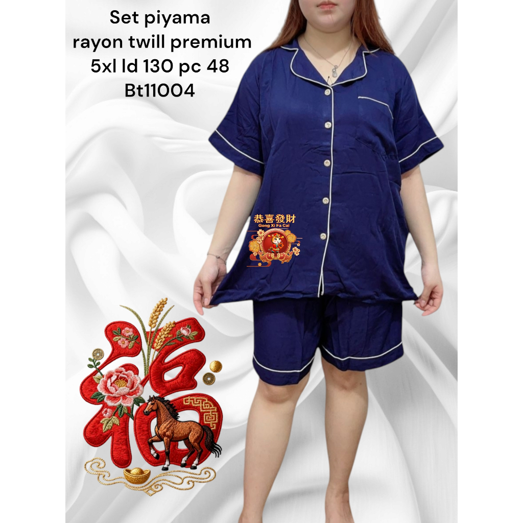 Piyama Wanita Edisi Imlek Size Jumbo / Piyama Wanita Terbaru 5xl Bigsize / Baju Tidur Rayon Celana P