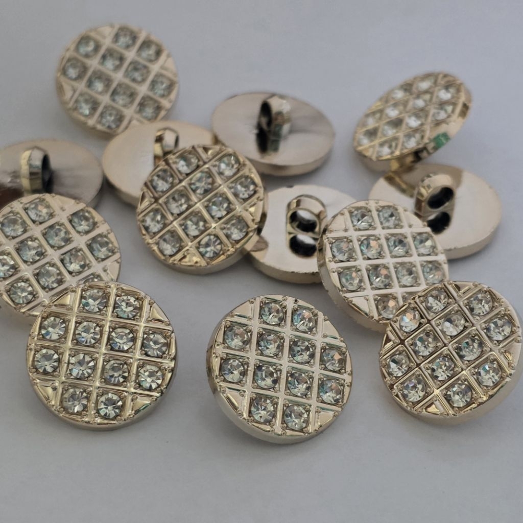 12 Pcs Kancing  Baju HiasMutiara  Bulat Bintik Permata  32L