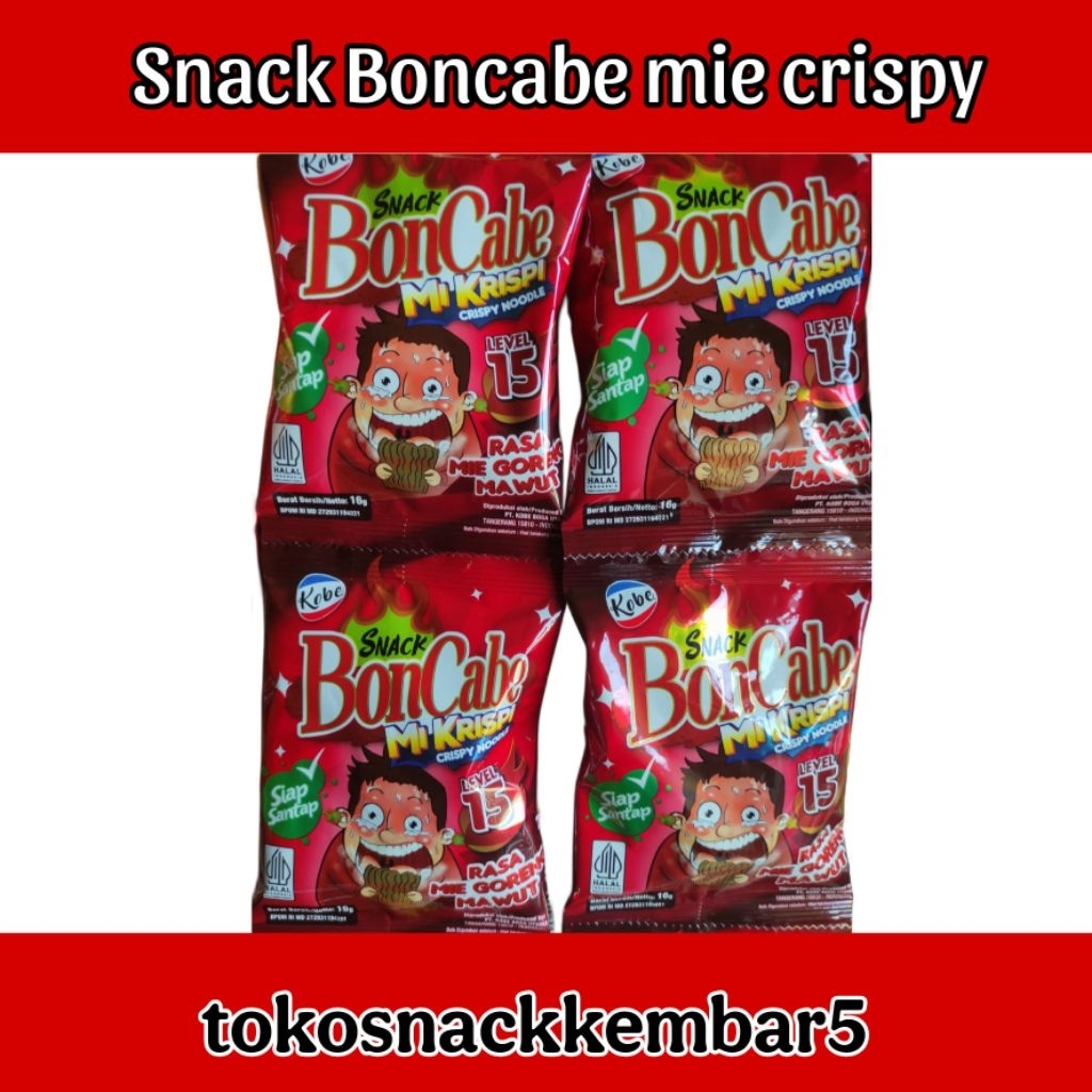 Snack Boncabe Kobe mie crispy rasa mie goreng mawut 1renceng10pcs