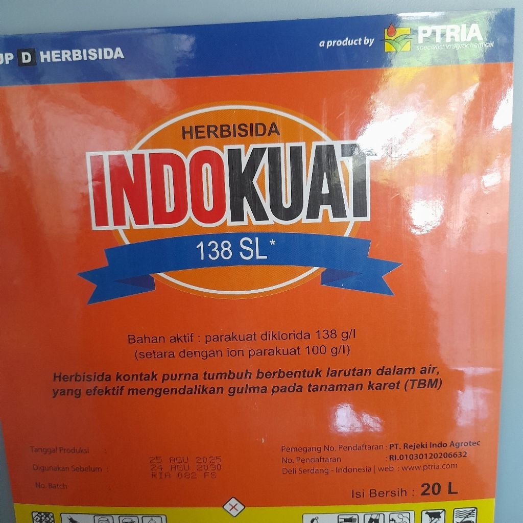 Herbisida INDOKUAT 138SL 20Lt Bahan aktif : Parakuat diklorida 138g/l