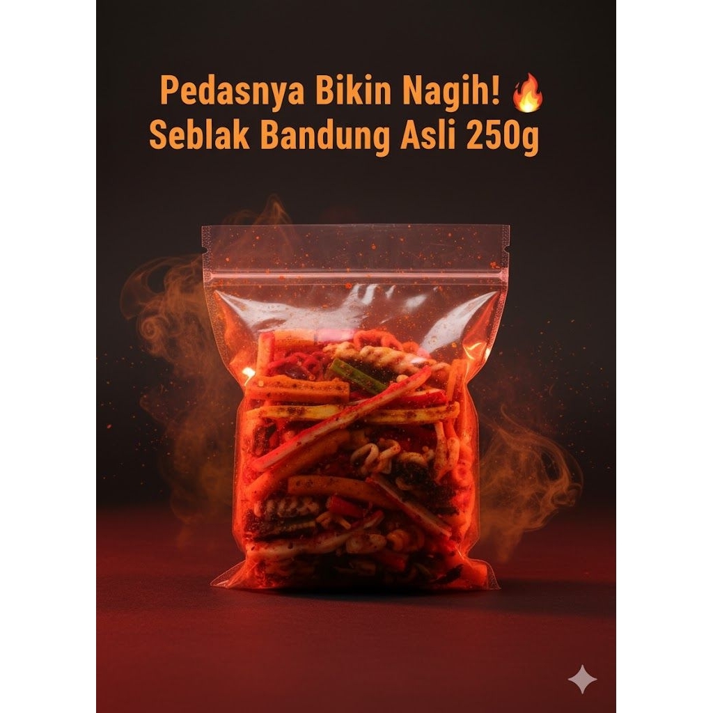 Seblak Kering Pedas Gurih 250g — Camilan Seblak Ringan Siap Santap | Snack Seblak Asli Bandung dan b