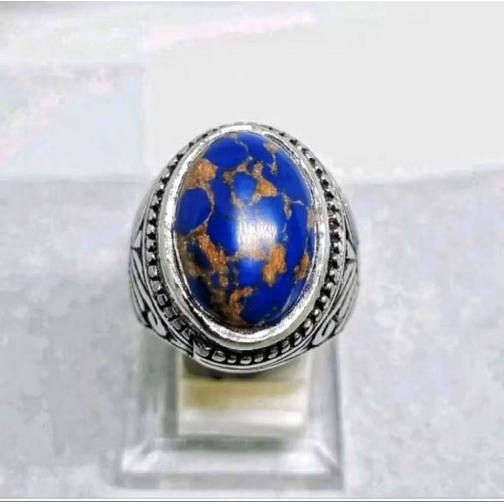 CINCIN BATU AKIK PIRUS BIRU URAT EMAS