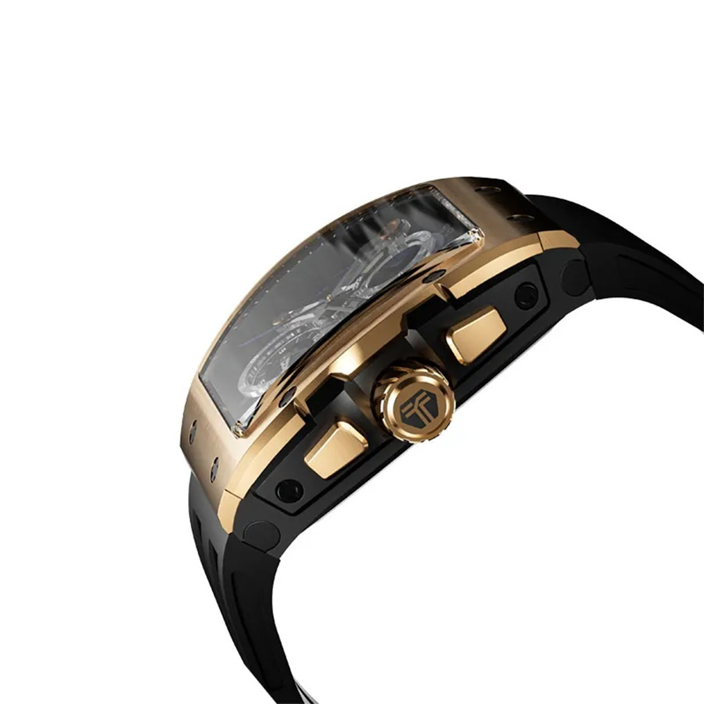 Jam Tangan Pria Man Watch Tsar Bomba Elemental TB8211Q-05 Premium Quartz Chronograph Black Rubber St