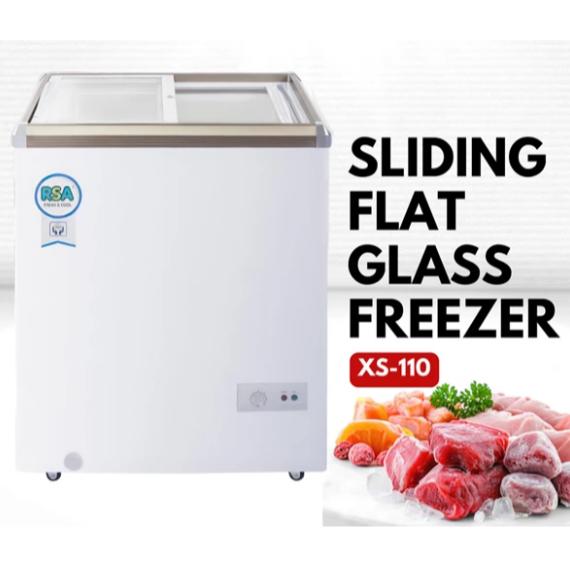 RSA Chest Freezer Box Sliding Kaca Datar 100 Liter XS-110