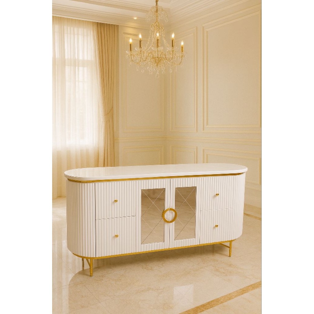 buffet tv minimalis rata oval kaca