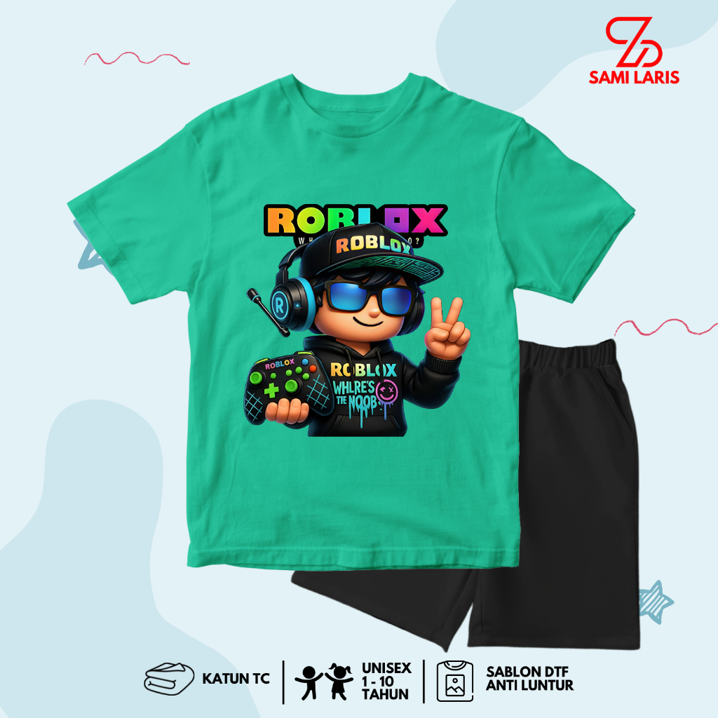 Setelan Baju Karakter Roblox Gamer Anak Laki Laki - Setelan Kaos Anak Roblox Keren 1 - 10 Tahun