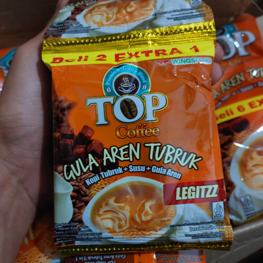 Top Coffee 9 Sachet Gula Aren Tubruk Legitzz – Kopi + Susu + Gula Aren