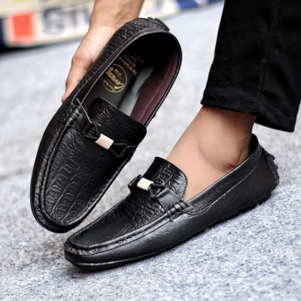Sepatu Pantofel Slip On Pria Kulit Sapi Asli