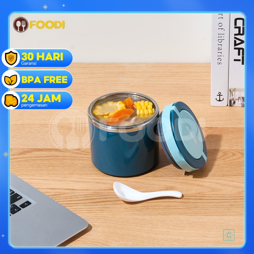 ecentio & FOODI termos mini termos air panas mini 630ml/cangkir mangkok anti bocor/termos sup tahan 
