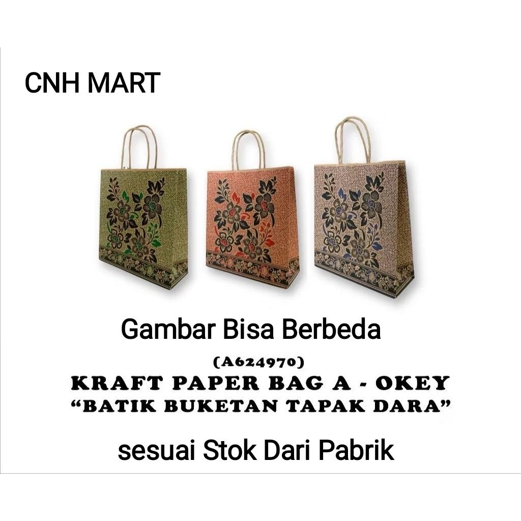 10Pcs -Paper Bag Okey Batik Kraft Type A-B - Paper Bag Batik Okey