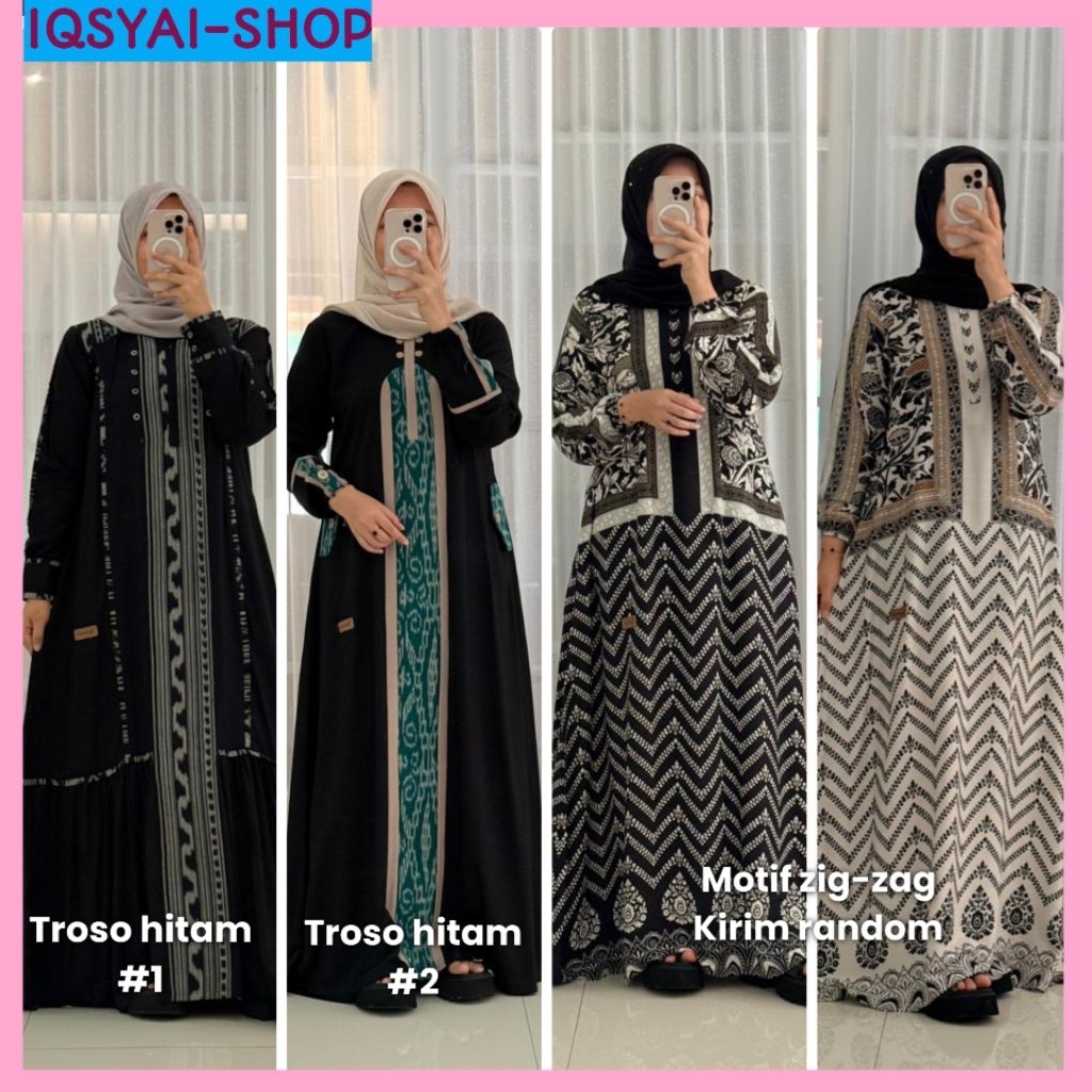 Iqsyai_Shop-nadheefa Oktober-dress by Nadheefa-dress Troso hitam-dress zigzag-dress busui