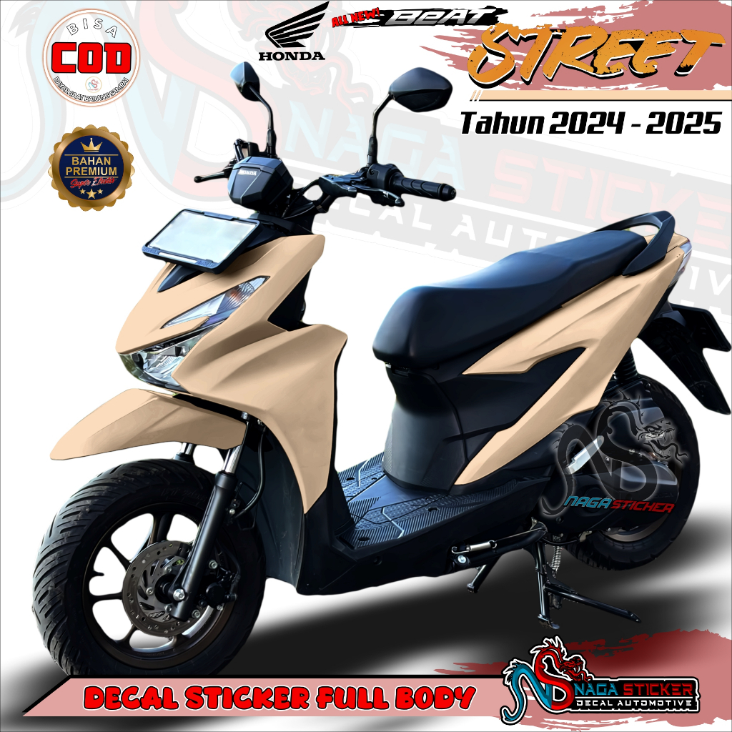 Decal Sticker Motor Full Body Honda Beat Street 2024 2025 Motif Polos NS10500 Desain Bisa Custom