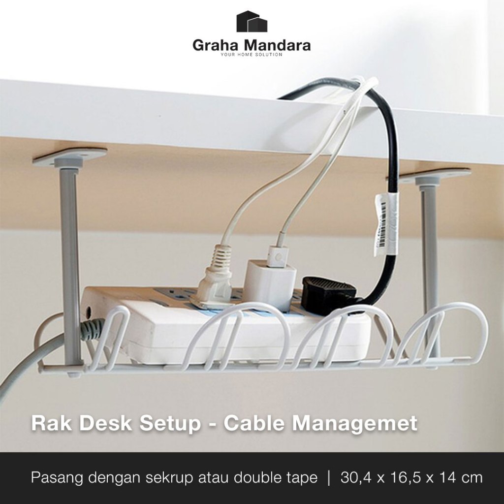Rak Desk Setup - Cable Management Bawah Meja