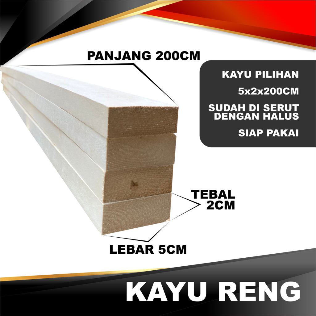 KAYU RENG 2X5 PANJANG 1 METER SUDAH D SERUT