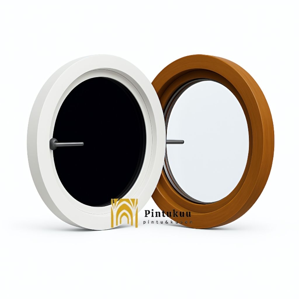 Jendela bulat kayu jati diameter 60-70 cm kusen jendela kayu jati aesthetic JKB
