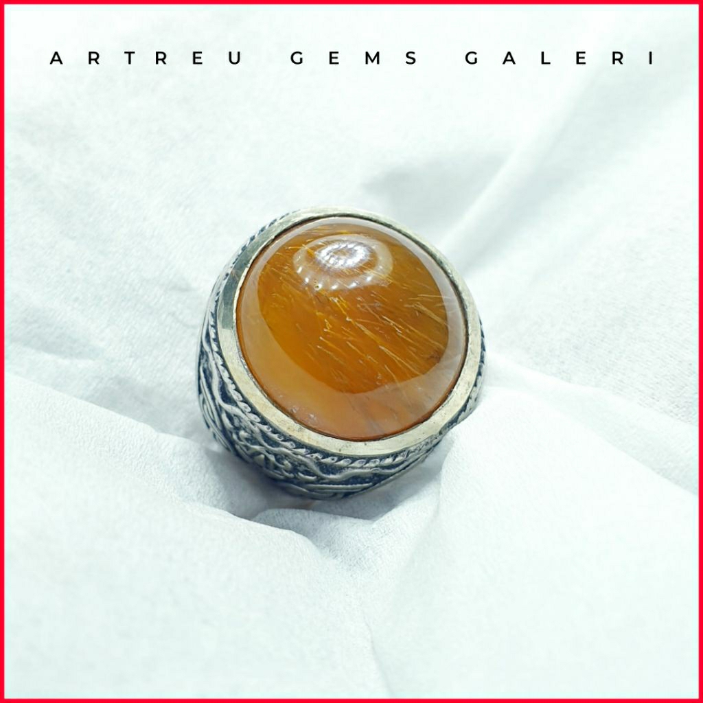 Batu Cendana Serat Emas | COD Bisa | Cincin Batu Akik Ring 5-10