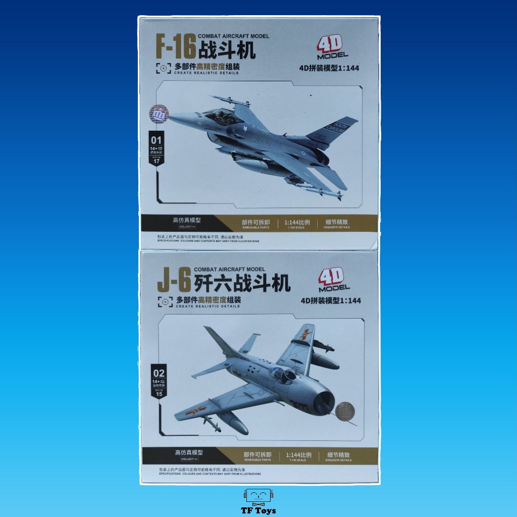 [Tf toys] Miniatur Model kit Mokit Pesawat tempur fighter F-16 / J-6 4d Model