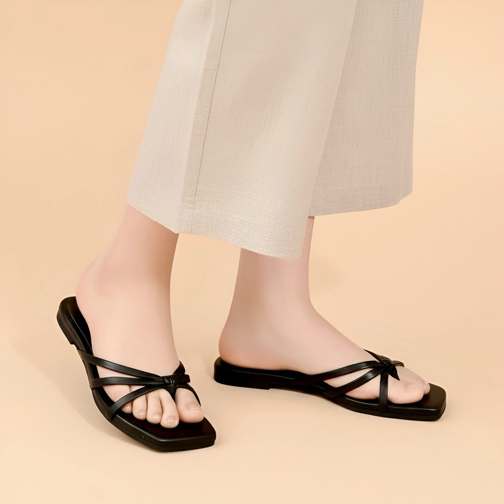 ORIGINAL ALUNA KIVA SANDAL JEPIT WANITA TALI FLAT TERBARU KEKINIAN SENDAL TEPLEK ELEGAN KOREA EMPUK