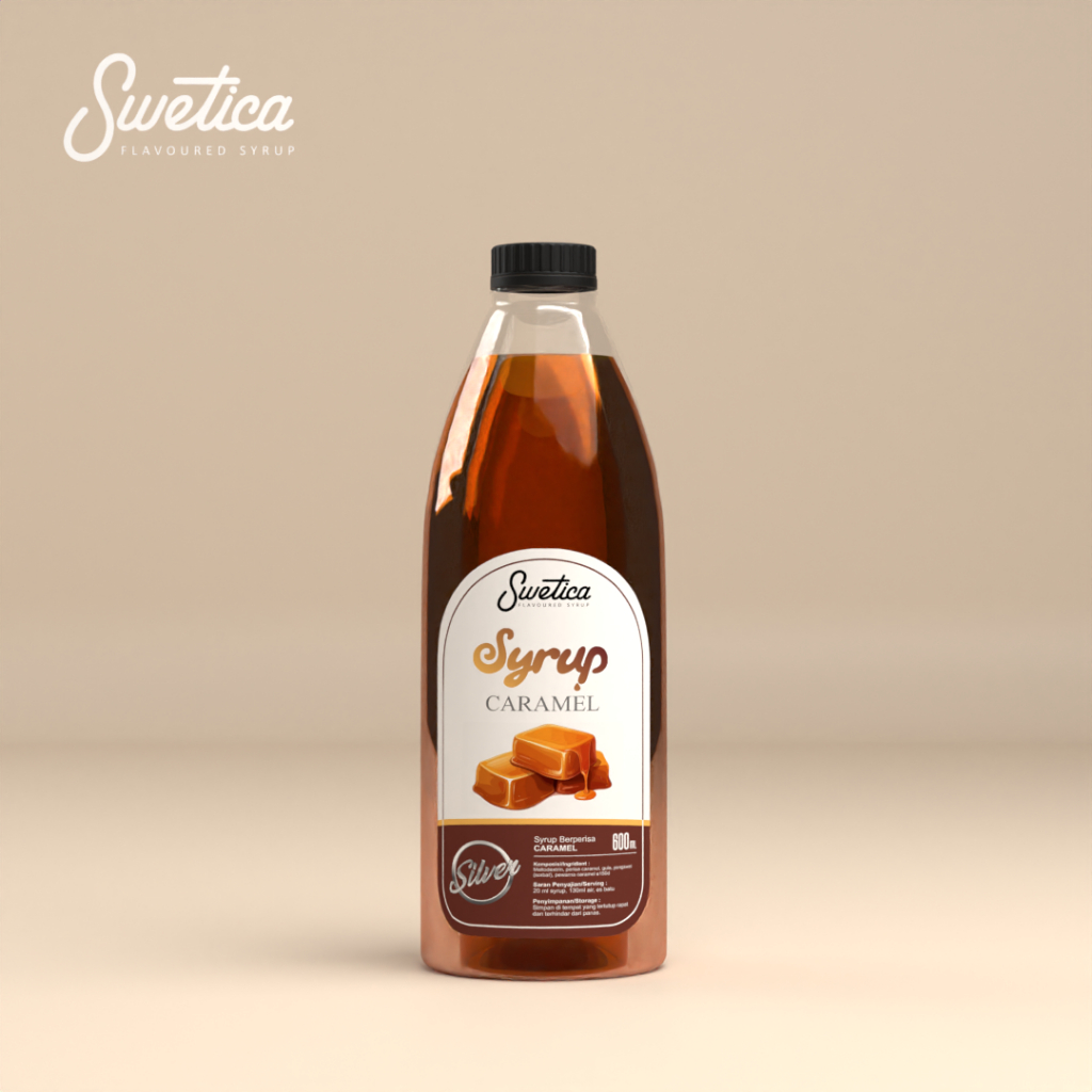 Caramel Syrup Swetica Silver 600ml | Sirup Caramel Flavoured Barista Kopi for Horeca