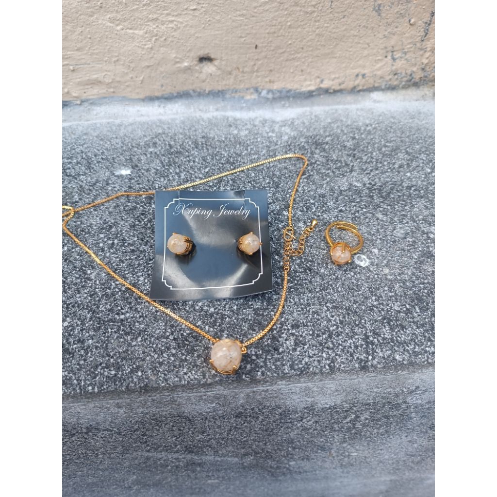 set kalung rambut sedana anting cincin kalung rambut sedana