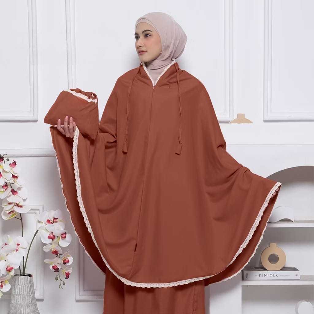 Mukena remaja kekinian | mukena katun rayon super premium | mukena polos kombinasi renda simpel