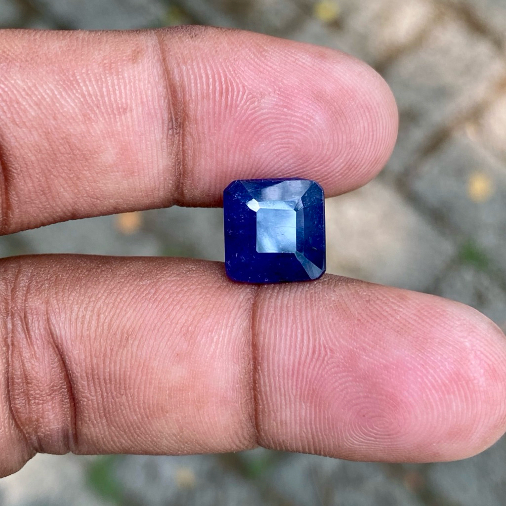 Batu Natural Blue Sapphire corundum batu Blue safir africa Tanzania octagon shape Dim 10.5x10.5x6 CT