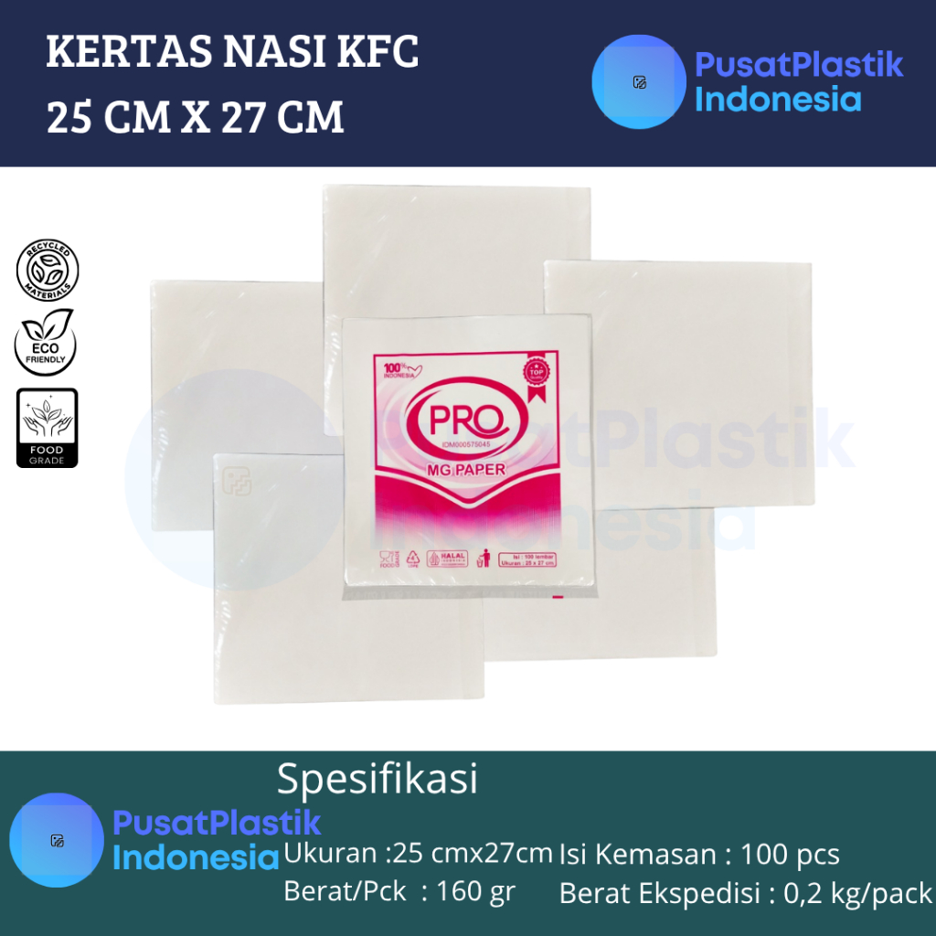 Kertas Nasi KFC 25x27 | Kertas Pembungkus Kebab 25 x 27 @100 Lembar