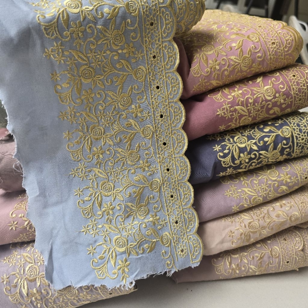 renda katun bordir lebar 15cm harga permeter