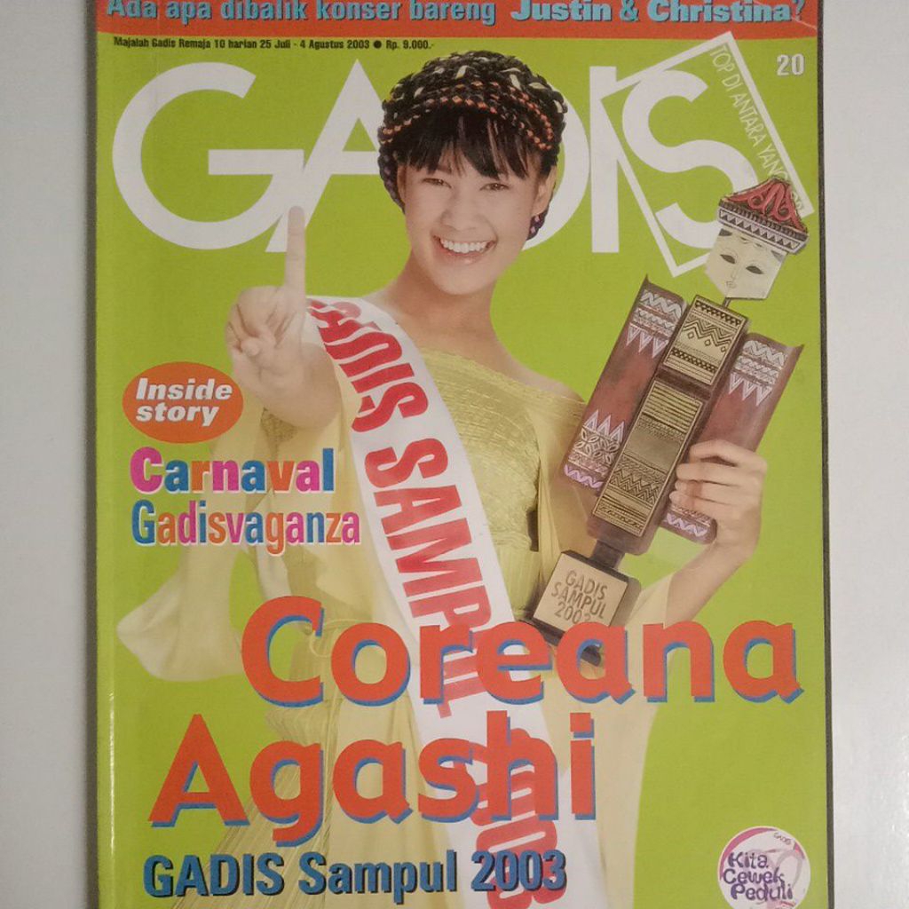 Majalah Gadis Tahun 2003 Cover Kemenangan Coreana Agashi