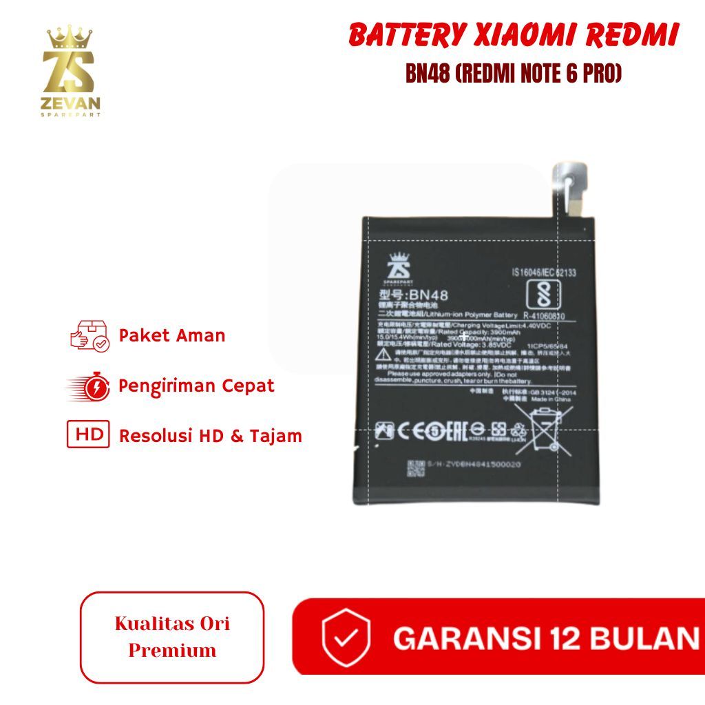 BATTERY XIAOMI BN48 (REDMI NOTE 6 PRO)
