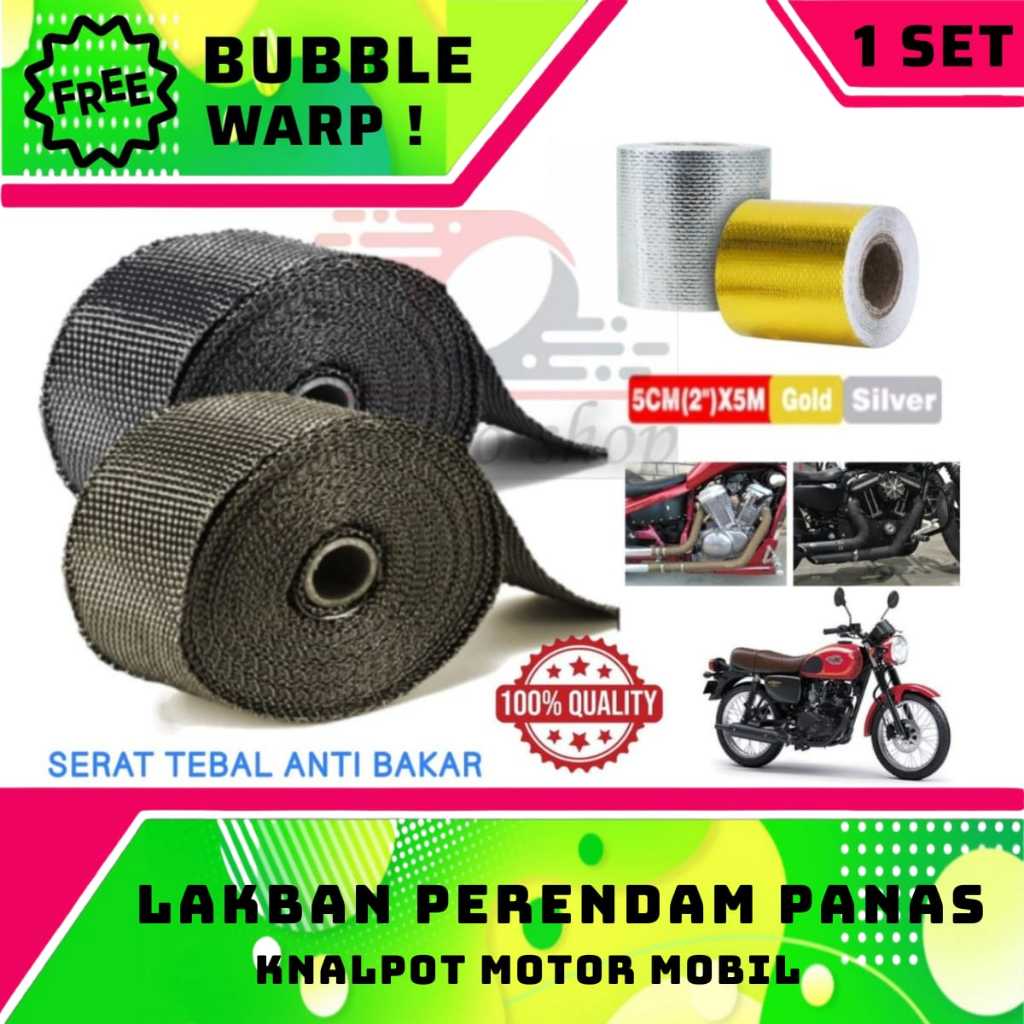 [Permeter] Lakban kain Peredam anti Panas Knalpot Motor Mobil Exhaust Wrap Original lapisan penahan 
