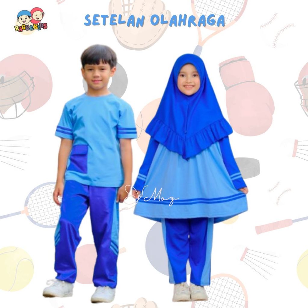 Raggakids Seragam olahraga anak SD TK Biru - Setelan olahraga anak baju dan celana