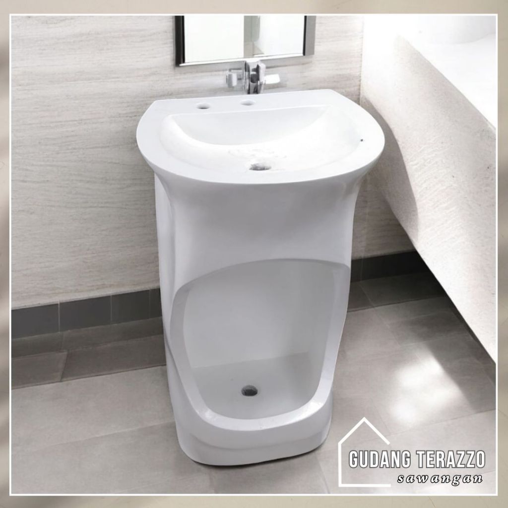 Wastafel Teraso/ Wastafel Wudhu Portable/ Putih Semi Toto