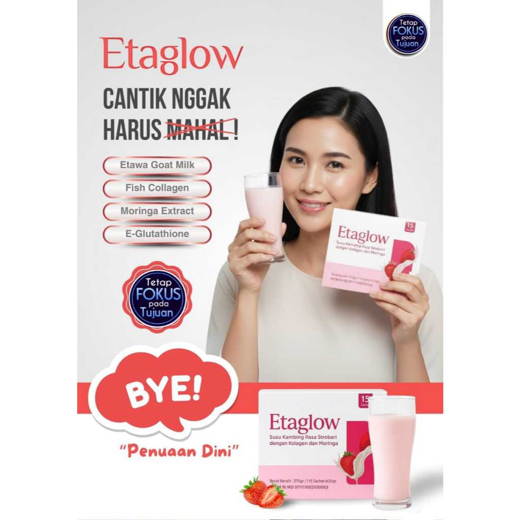 Etaglow Susu Etawa Tinggi Kolagen Cerahkan kulit Kuatkan Sendi Awet Muda Putih Cerah