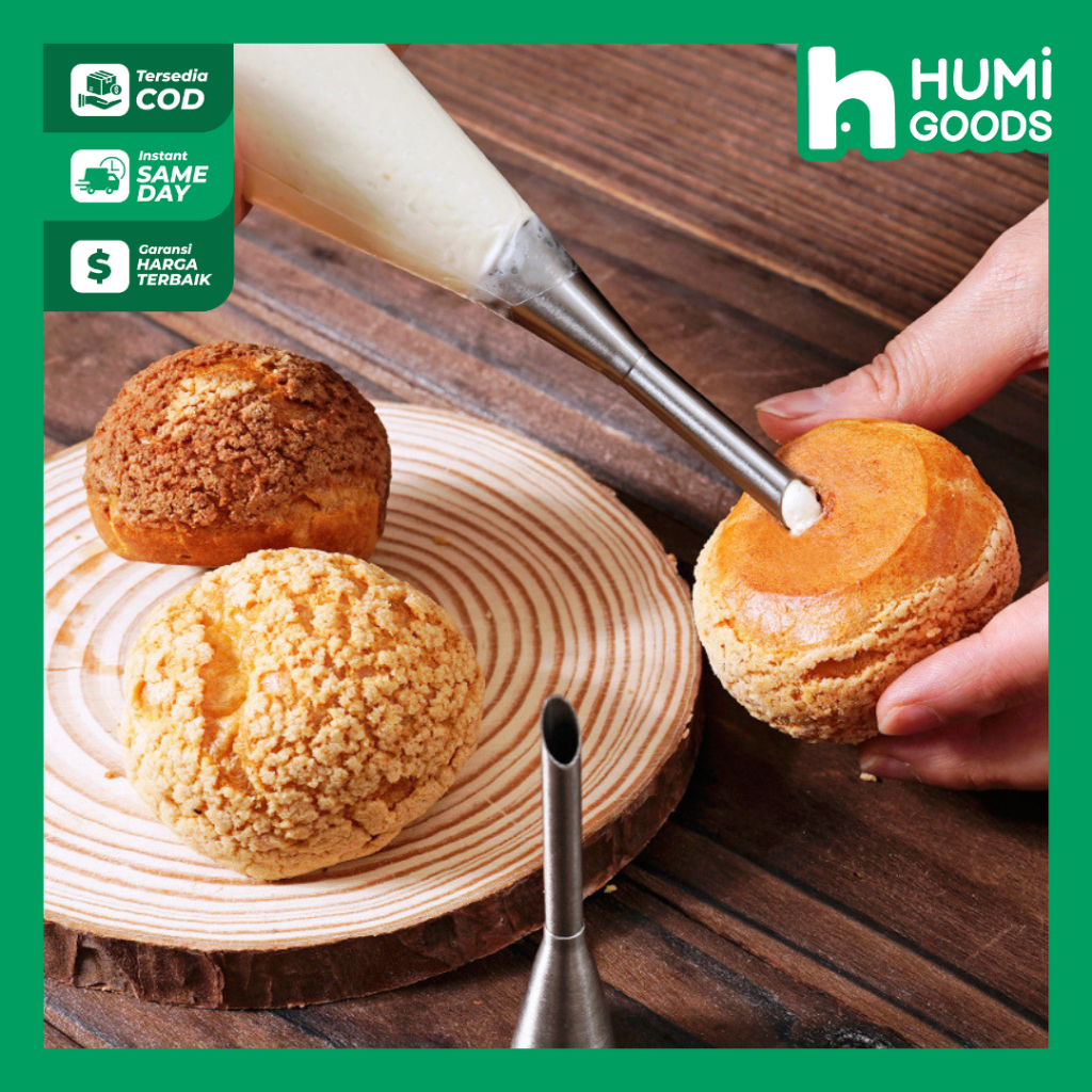 Spuit Cream Fla Soes Donat Stainless Steel / Cream Pipping Suntikan Filling Puff Pastry Choux