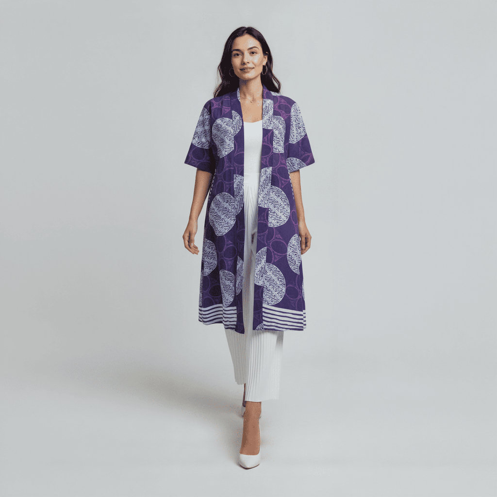 outer batik lengan pendek santai dan formal batik canting pekalongan
