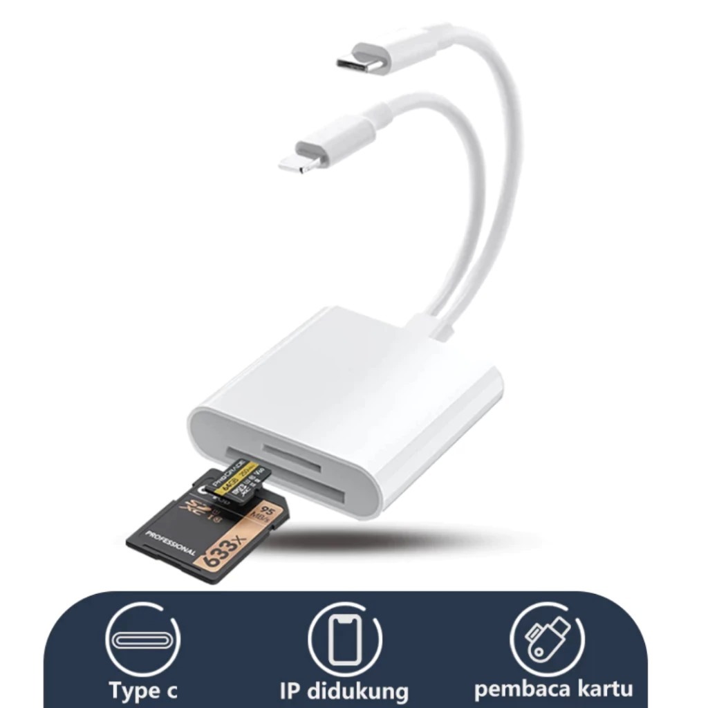 OTG Converter 3 lines phone Card Reader 5 in 1 Lightning to SD Card / TF Memory Card Read OTG Adapte