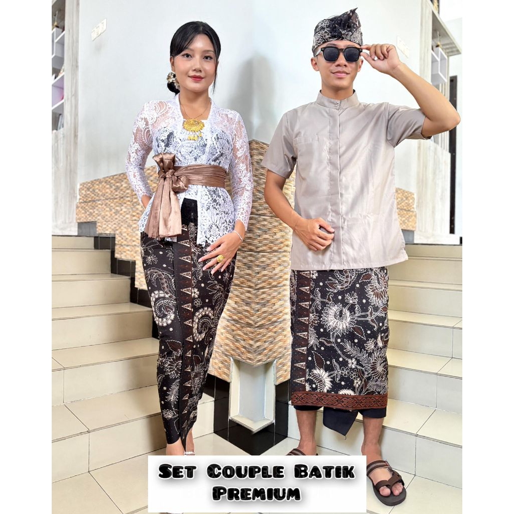 couple batik katun kamen saput udeng bali