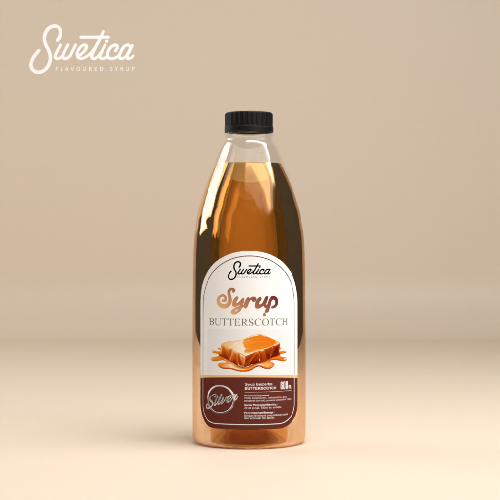 Butterscotch Syrup Swetica Silver 600ml | Sirup Campuran Kopi Kekinian Hotel Restoran Cafe Barista