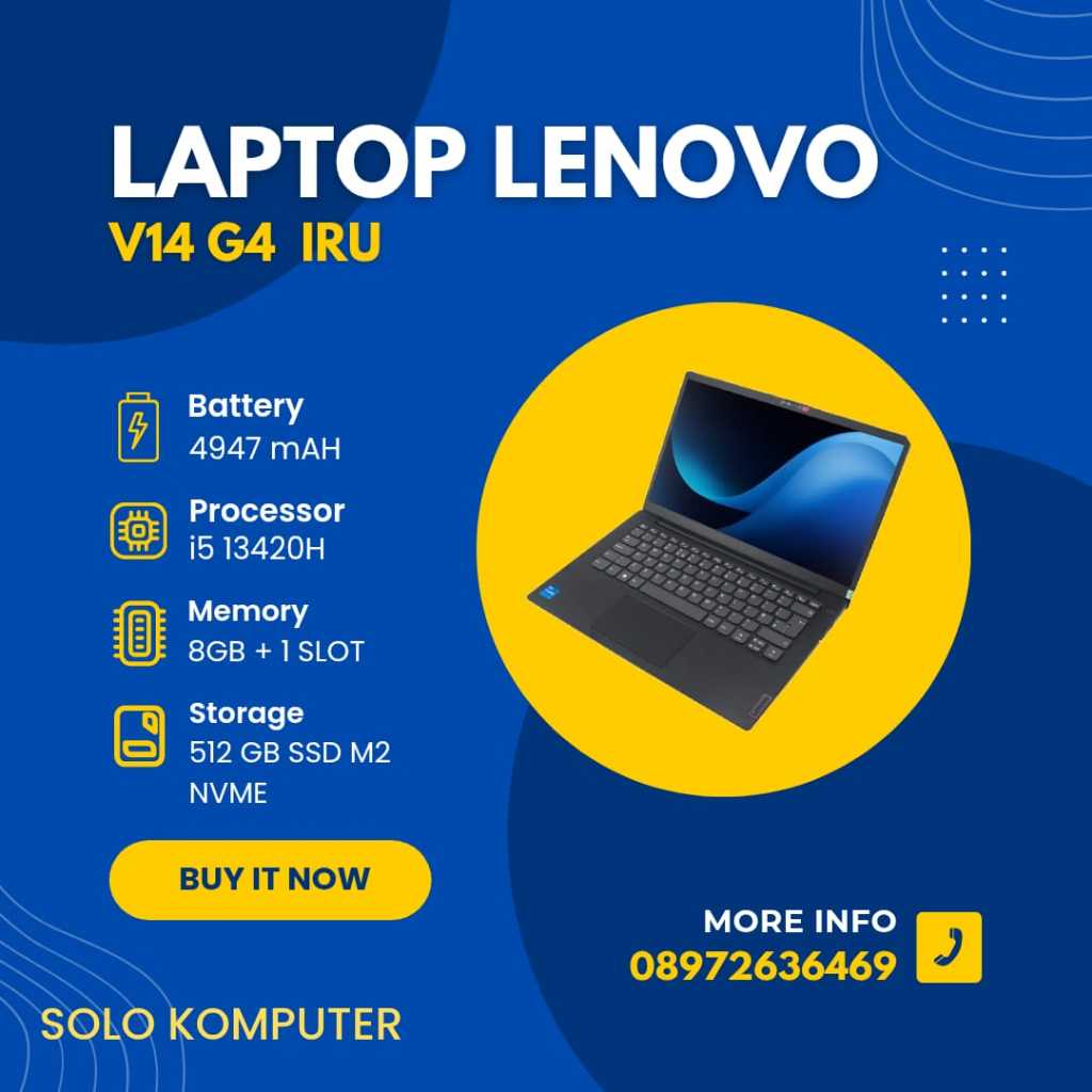 Laptop Desain grafis Murah Lenovo V14 G4 IRU with Intel i5 13420H and 8GB RAM and 14inch FHD