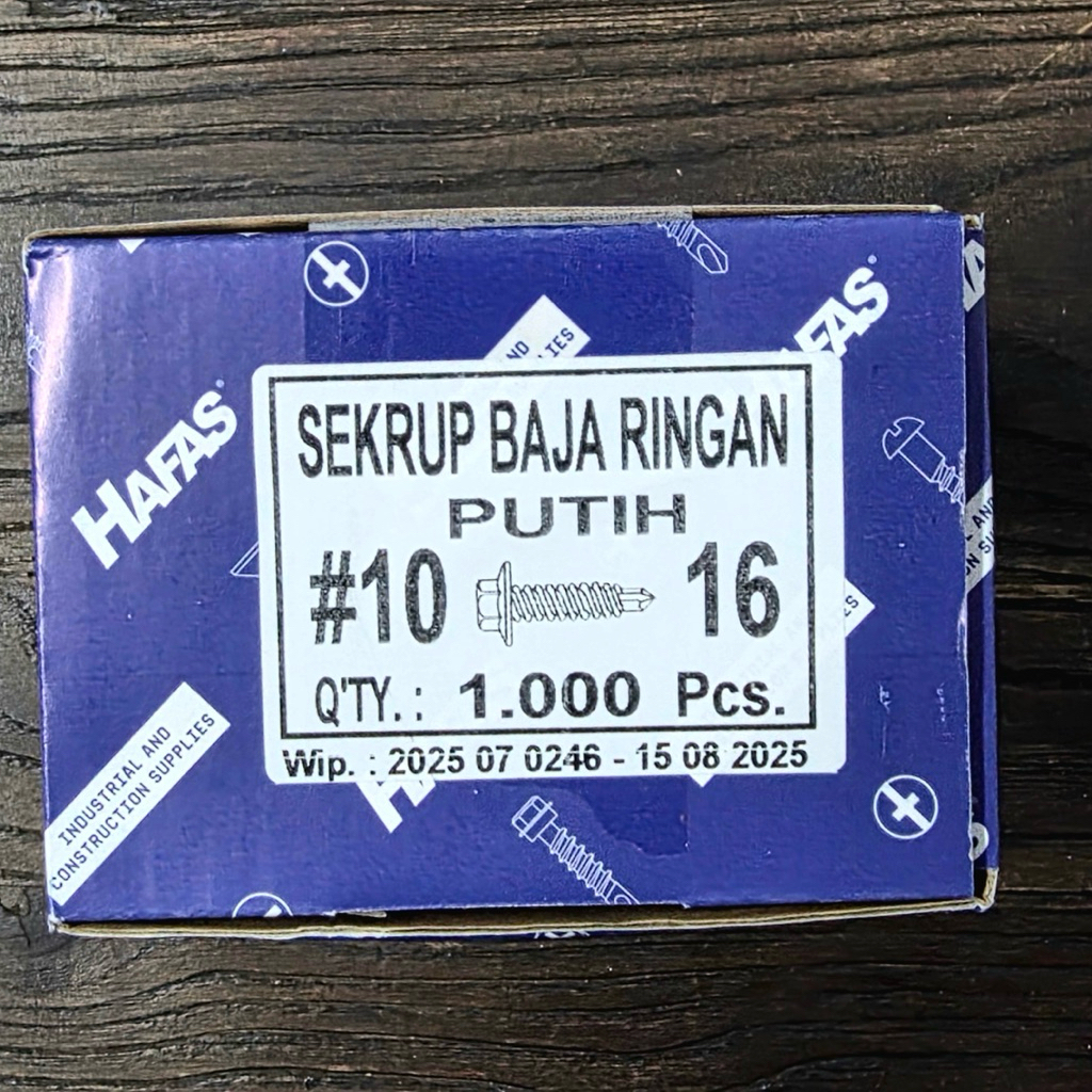 SEKRUP BAJA RINGAN #10x16 Putih HAFAS / SDS Baut Roofing Hex Flange