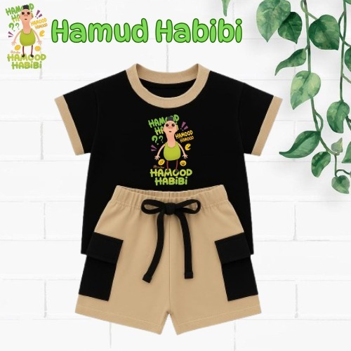 Baju Set Kaos Hamud Habibi Anak Laki Laki Usia 1-6 Tahun