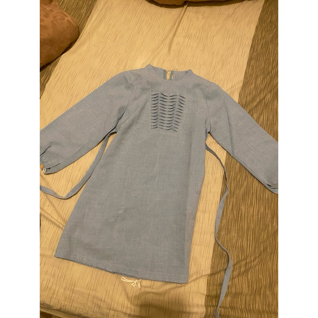dress muslim anak biru preloved