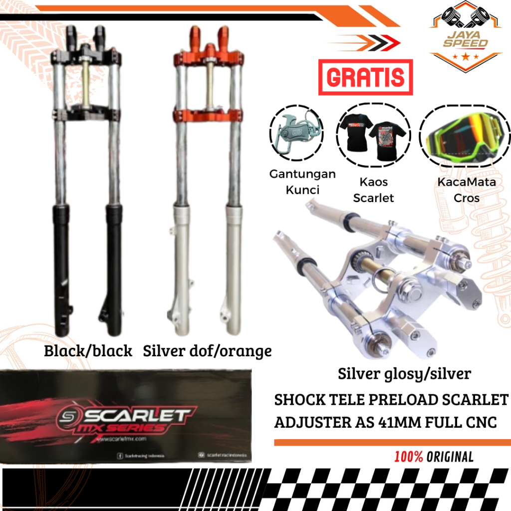 Scarlet Racing - Shock Tele Preload Adjuster As 41 mm KLX 150 Dtracker Full CNC USD upside down