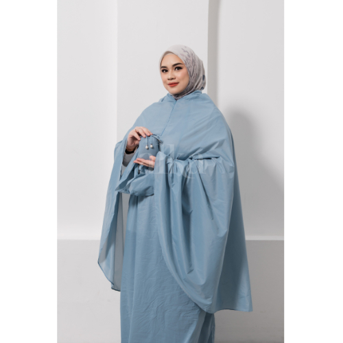 ShopatAlka | Mukena Resleting Travel Mini Parasut Premium 2in1 Free Tas | Qisya Prayer Robe | Blue