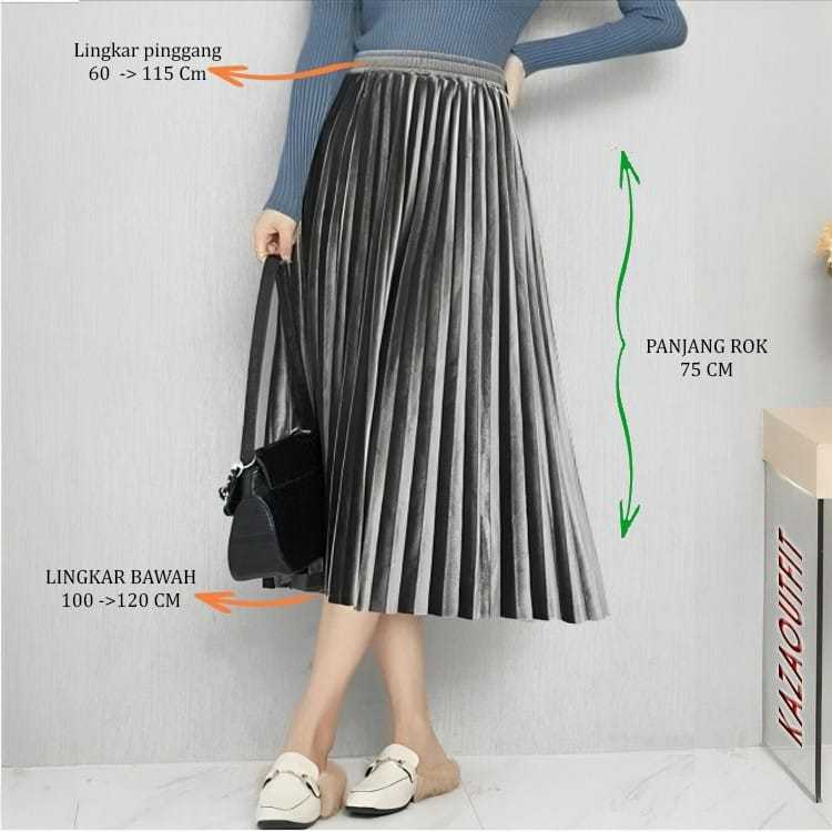 Rok Plisket Bludru Premium Import 7/8